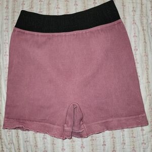 Free People Movemebt Pink Ribbed Shorts with Black Waistband Med Lrg